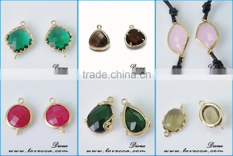 Brass glass pendant with skull charm