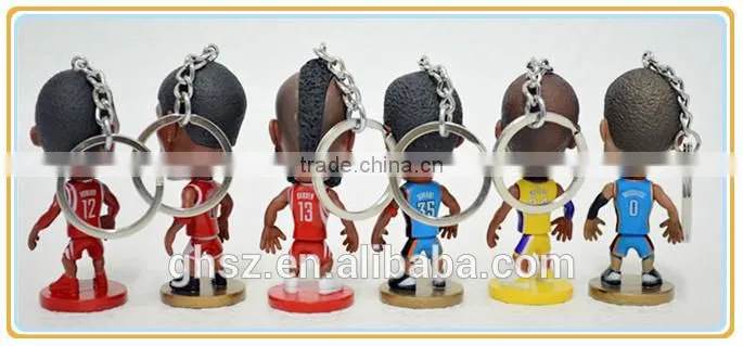 Guo hao hot sale NBA figures soft pvc keychain for collection