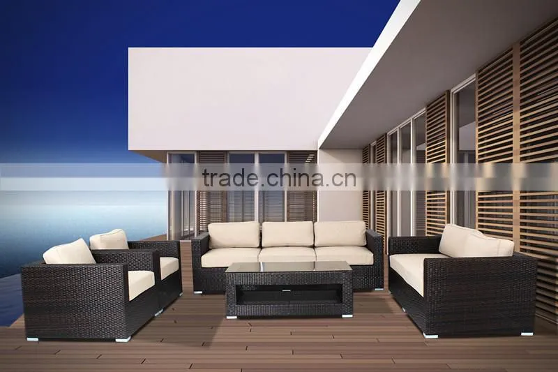 aluminum frame garden furniture rattan sofa