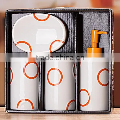 ceramic bathroom set white with round circle pattern