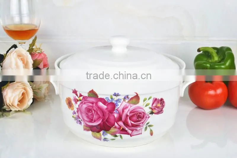 8" Porcelain pot microwave oven with porcelain lid