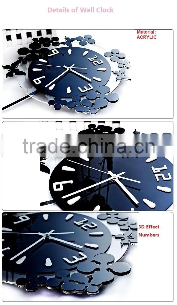 Luxury Modern DIY acrylic Wall Clock Stickers Decals Home Room Art Decor Watches/timepiece