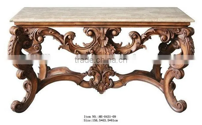 Arabic Living Room Furniture Hand-Carved Console Desk with Marble