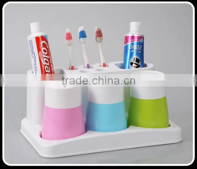Family plastic toothbrush holder set with three cups