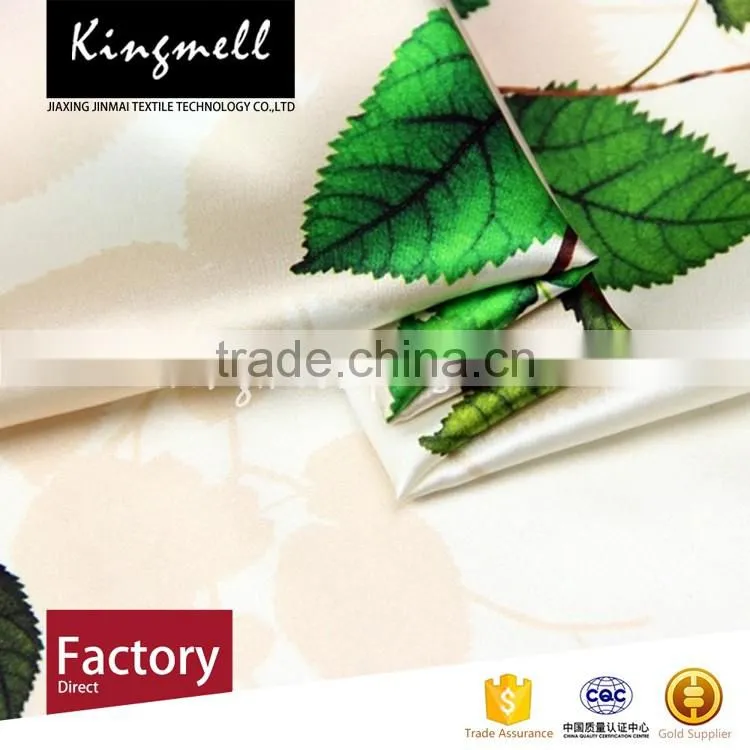 Custom home textile plant leaf digital printed silk fabric