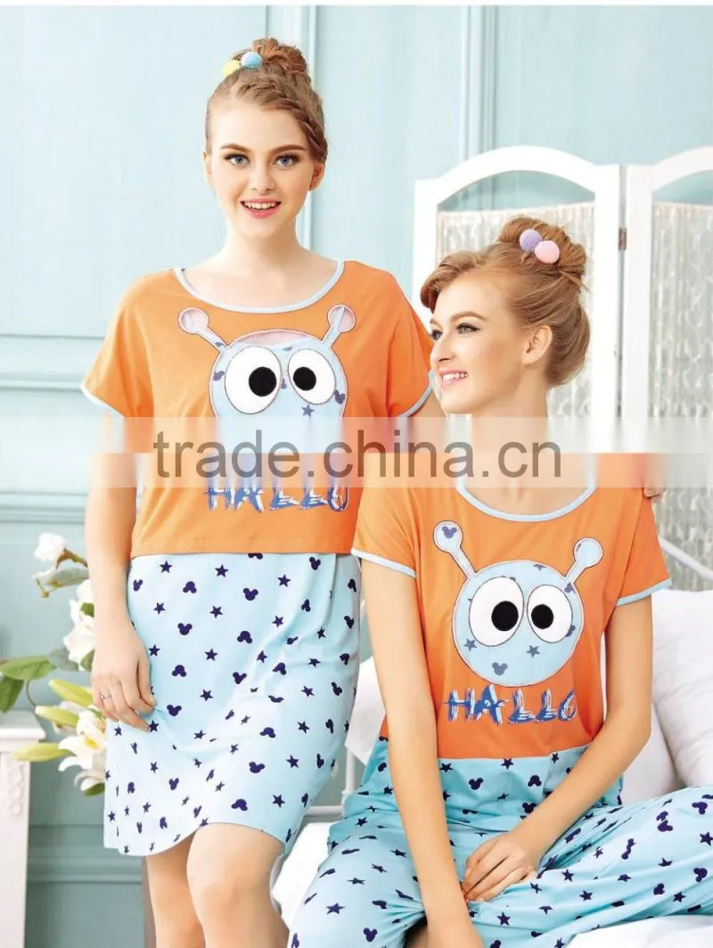 Custom women sexy pajamas sleepwear ladies sleepwear pajamas t-shirt