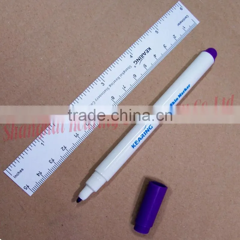 Non toxic high quality 1.0mm fiber tip medical marker skin marker with rulers used for radiology research and doctor use