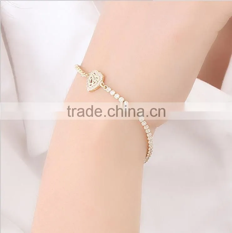 Eco-friendly copper 18K gold plating crystal bracelet for young lady