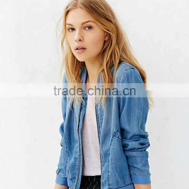 woemen baseball bomber jacket with zip and pocket custom design