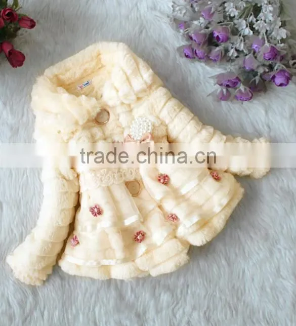Children's Girls Elegant Baby Faux Fur Fleece Lined kid Coat 18908