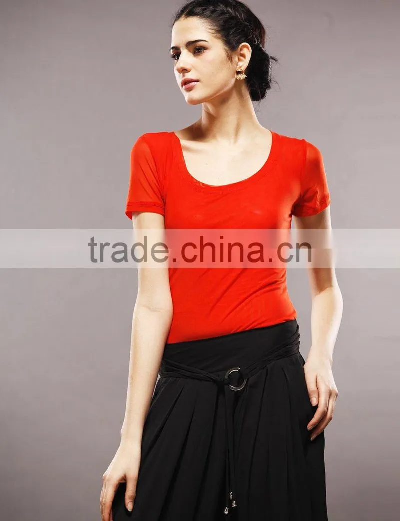 wide sexy neck plain t-shirts