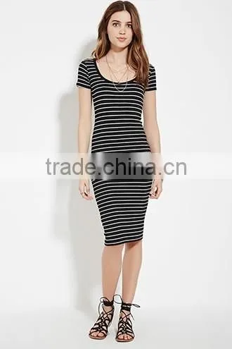 2017 Cheapsale Sexy Ladies Tight Solid Stripe Casual Dress Bulk Clothing