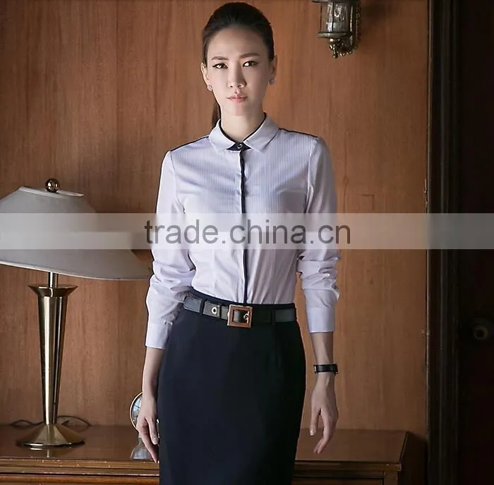 custom beautiful latest formal office lady white blouse uniform new blouse design