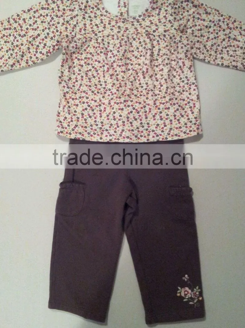 Girls Baby Toddler Flowered Shirt and Brown Pants Manufactuer