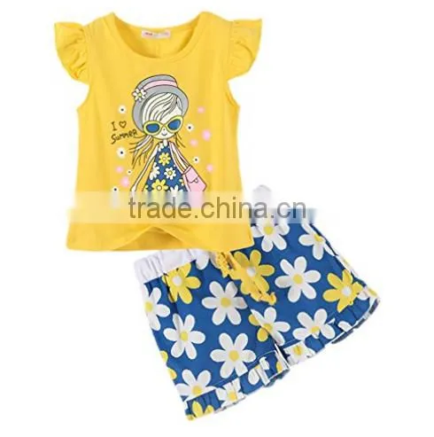 Factory wholesale girls fashion short skirts set Girl summer pink embroidered rabbit small skirt set baby clothes organic
