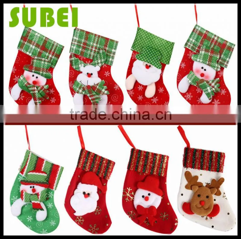 Flashing Christmas decoration socks,high-grade Christmas applique stockings