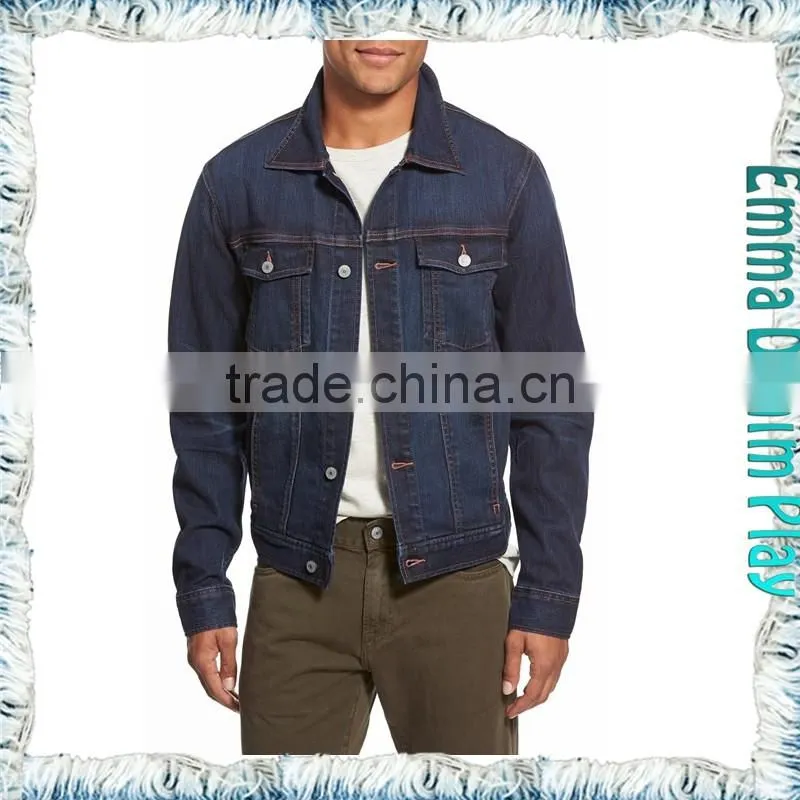 2016 Vogue Special Designer Mens Metal Copper Buttons Blue Denim Jackets Wholesale