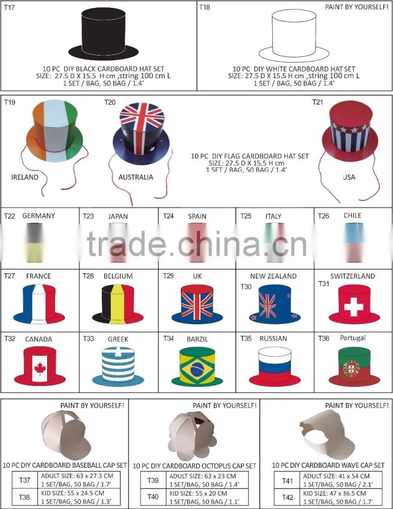 10 pcs papaer craft DIY cardboard baseball cap