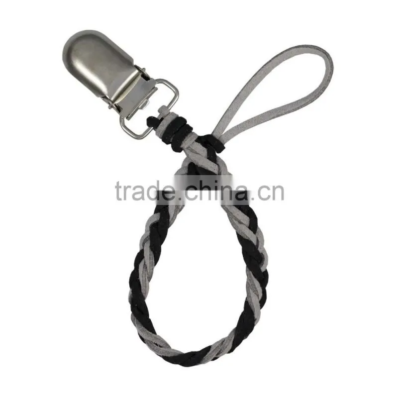 Baby Boy/Girl Dummy Pacifier Soother Nipple Leash Strap Chain Clip Holder Braided Leather
