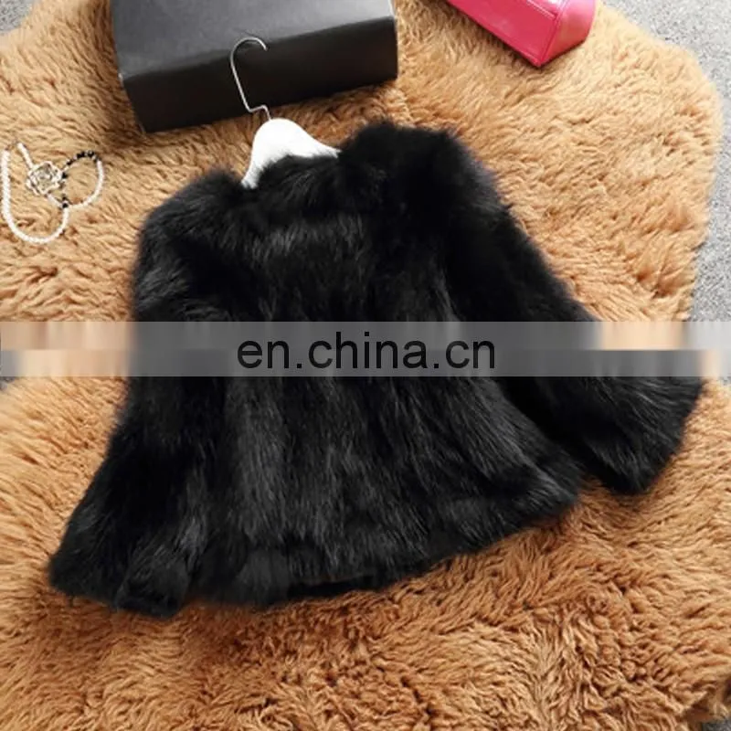 High quality winter fashion fur overcoat black raccoon fur clothing