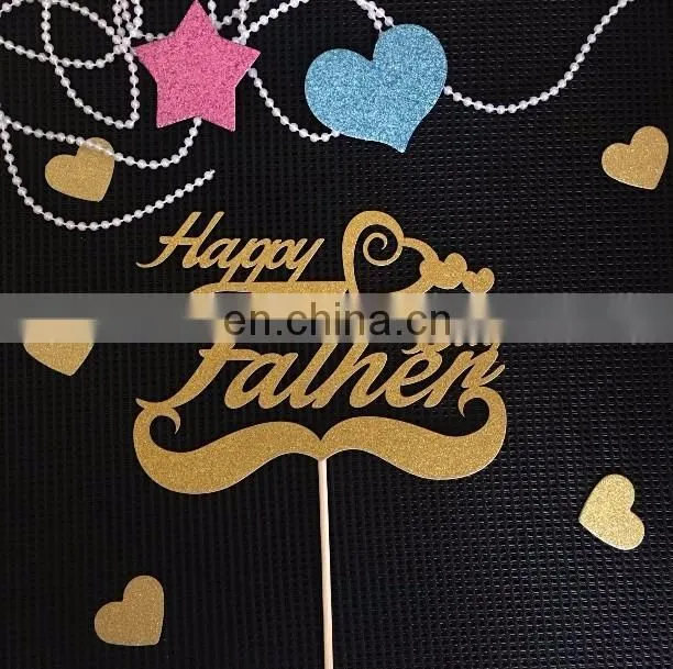 Happy Father's Day Gold Glitter Paper Cake Topper Cake Decorations