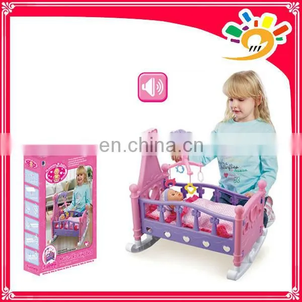Kids Music Rocking Bed Toy/ Toys Bed Set With Doll