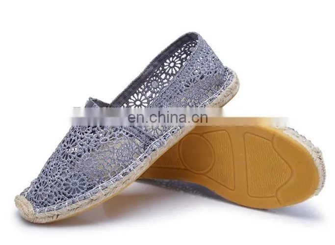 Wholesale embroidering espadrilles flat nature canvas shoes classic