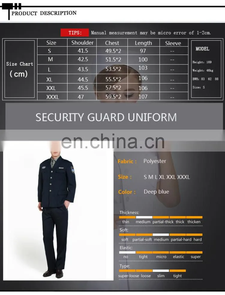 Design Security Guard Uniform, Work Wear Guard Uniform,Security Guard Uniforms For Sale
