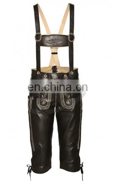 Lederhosen, Kniebund hosen, Men ledersosen trachten lederhosen leather pants with suspenders (Oktoberfest Clothing)