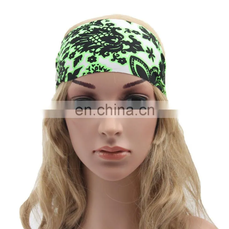 Girls fashion sports coverd elastic yoga Spandex fabric hair bands