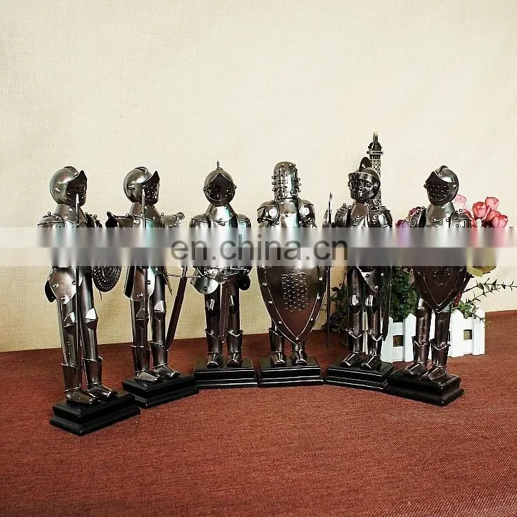 Custom warrior metal crafts armor samurai knight figures soldier metal art warrior corporate anniversary gifts