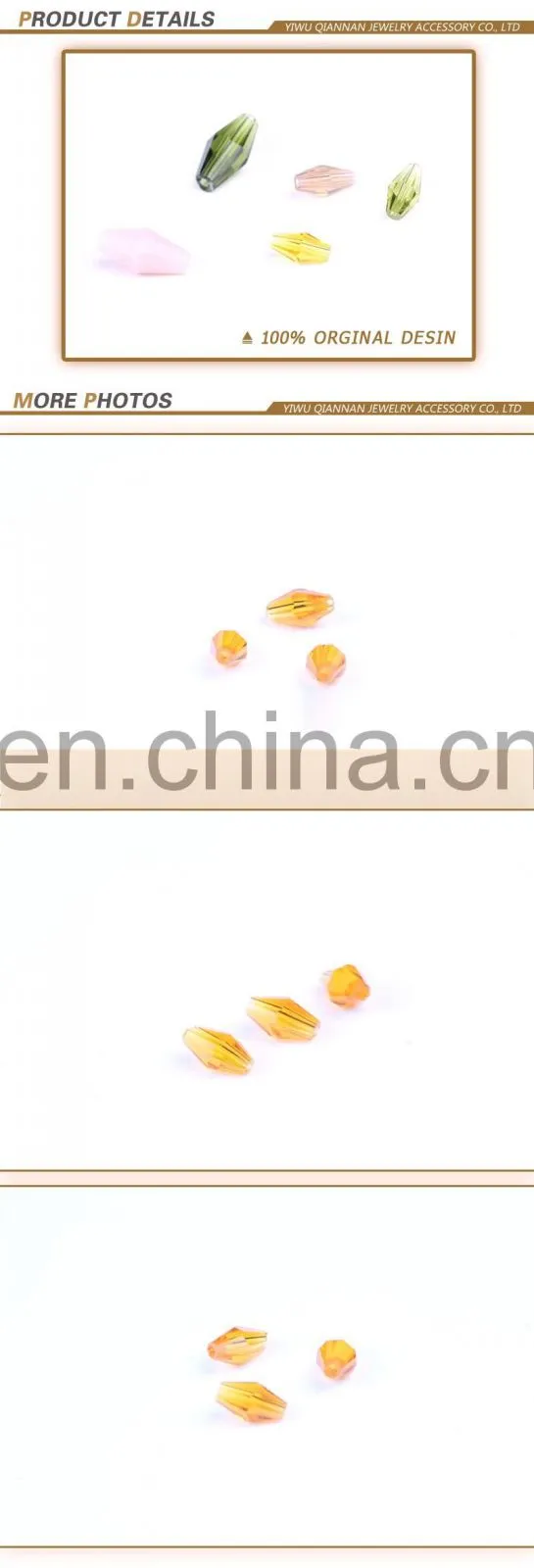 Pujiang wholesale high grade artificial crystal transparent bicone beads with high quality orange 3*6 mm beads for jewelry