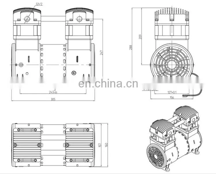 HC 1500A2 Oil-free vacuum pump for liposuction
