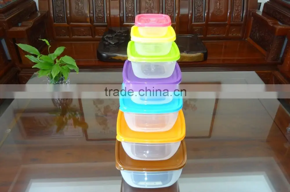 Hot selling 7 pcs set square plastic food storage container / food storage box