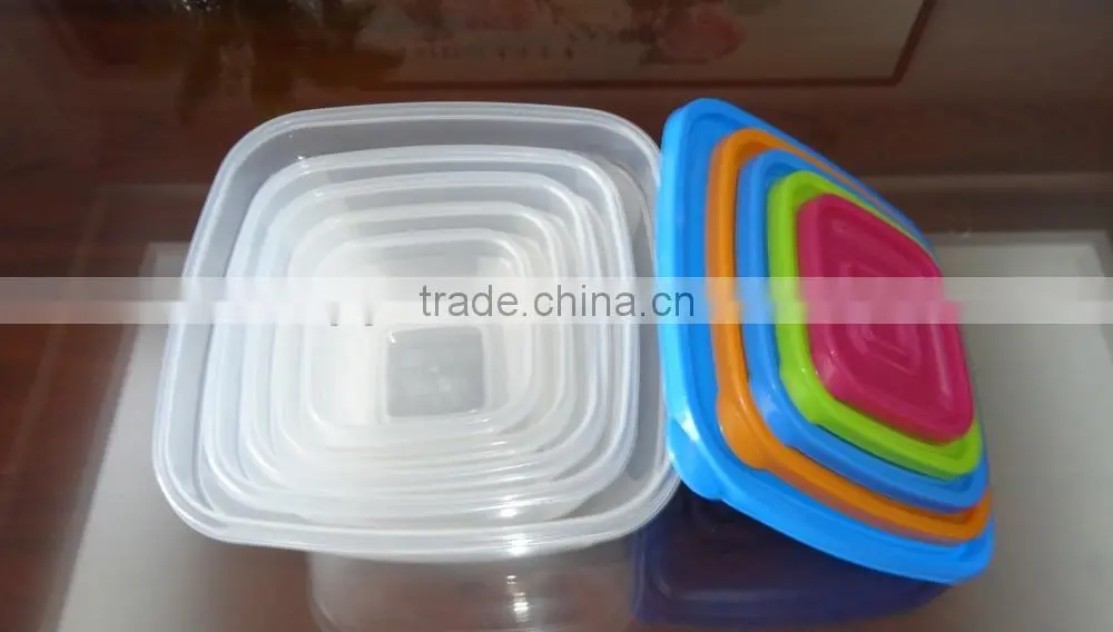 Popular 5 pcs set square plastic food storage container / food storage box