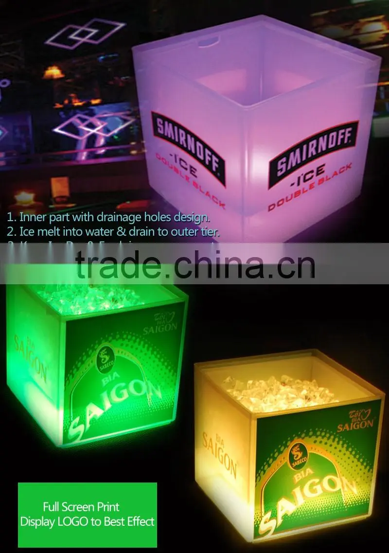 custom standing square wine ice bucket
