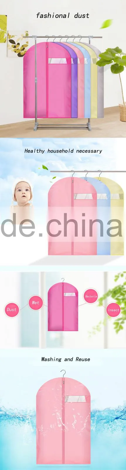 Matte texture cheap plastic garment bags Convenient storage clothing