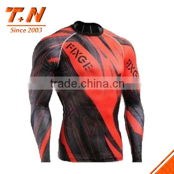 Long Sleeve Great Quality design custom Sublimation MMA Rash Guards with high stretch lycra spandex UV 50+ protection