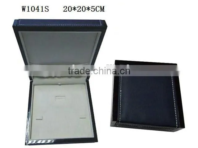 W1041RM Whosale Ring Jewelry Wooden Box High Glossy With PU leather stitching on top