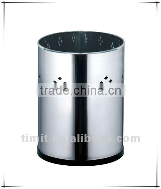 Superior Quality Stainless Steel Round Shape with Plastic Bottom Dustbin