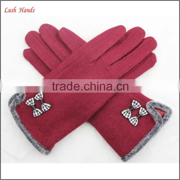 2016 spring new style woolen hand gloves women with raw edges