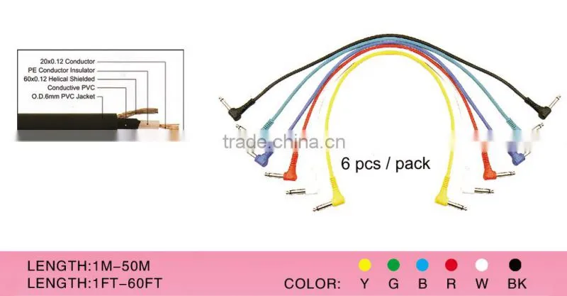 Colorful Guitar patch lead cable for guitar effect pedal