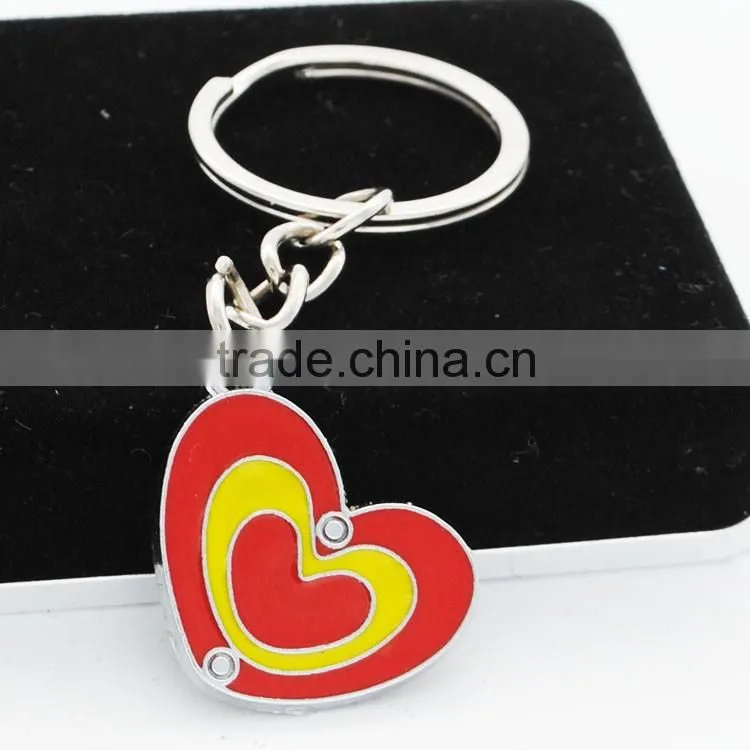 Beautiful Human Heart Shaped Keychain Simple Paint Colorful Metal Key Ring