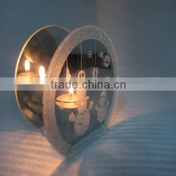 hot sale 2016 christmas endless light snowman mirror candle holder light,light sensitive christmas candles