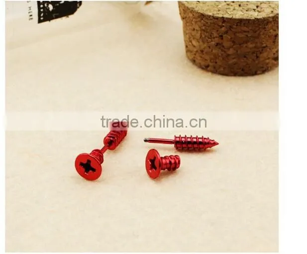 Gold Color Single Fashion Unisex Fine Stainless Steel Whole Screw Stud Earrings For Men Women Novelty Item