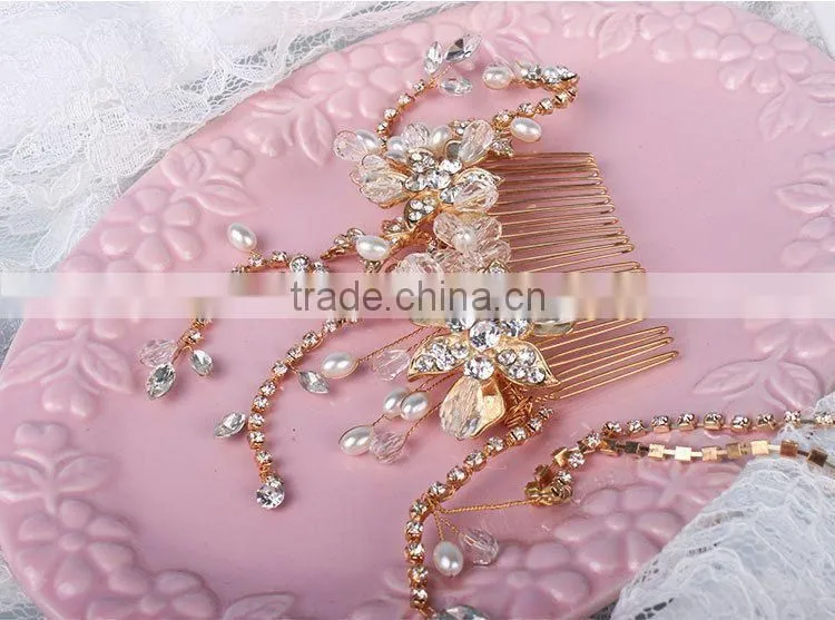 New 2015 Hair Jewelry Wedding Bridal Hair Accessories Hair Sticks Rhinestone Flower Hairpins