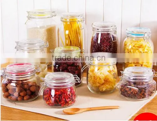 Wholesale kitchen glass jars with clip lid