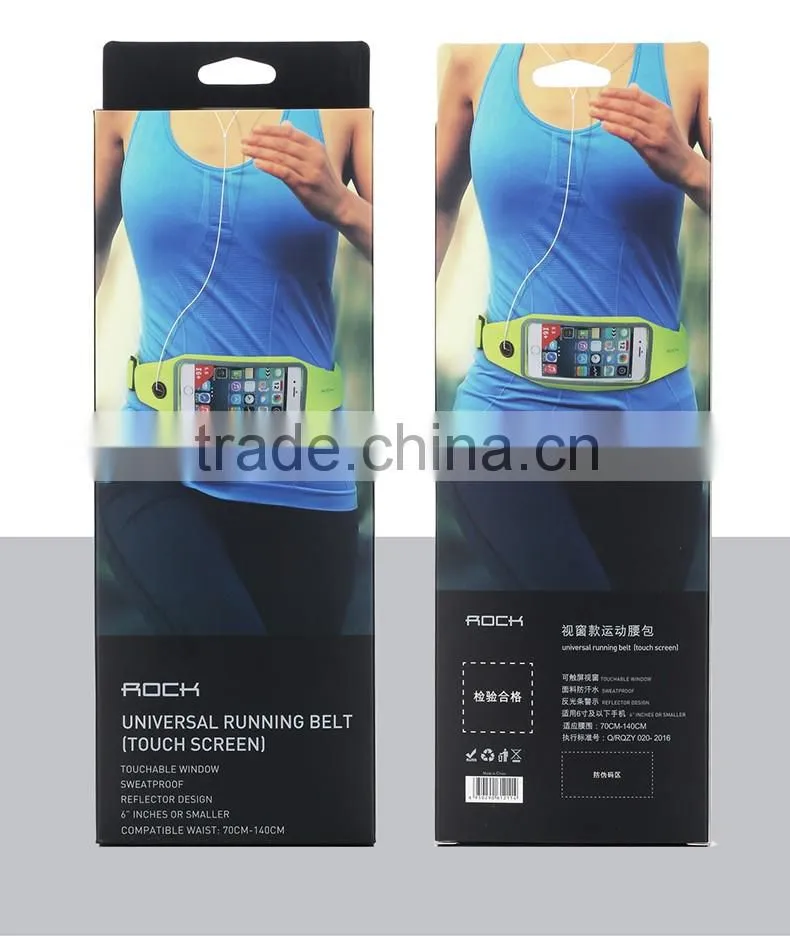 ROCK original universal running belt bag touchable window sweatproof fluorescence sport bag for 6inch mobile phone