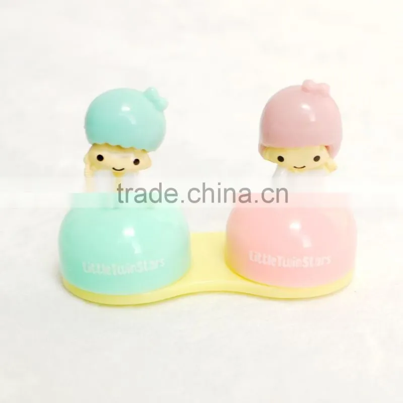 cute little twin stars plastic double box glasses case eyewear case,storage box, display case