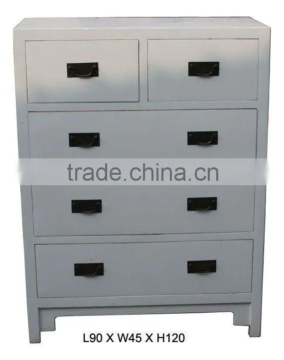 Chinese reproduction white small wooden bedside cabinet